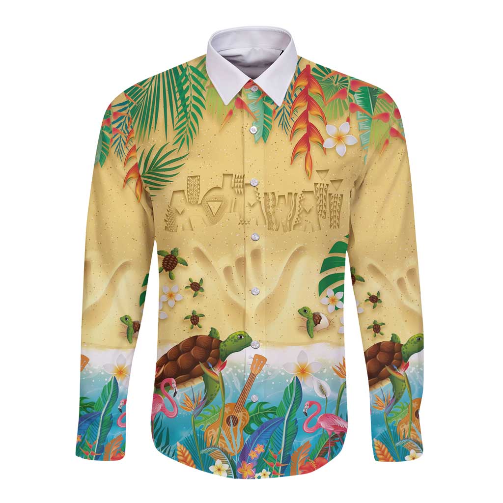 Hawaiian Alohawaii Long Sleeve Button Shirt Tropical Plants and Animals on The Beach LT03 Unisex Multicolor - Polynesian Pride