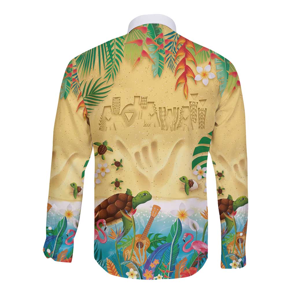 Hawaiian Alohawaii Long Sleeve Button Shirt Tropical Plants and Animals on The Beach LT03 - Polynesian Pride