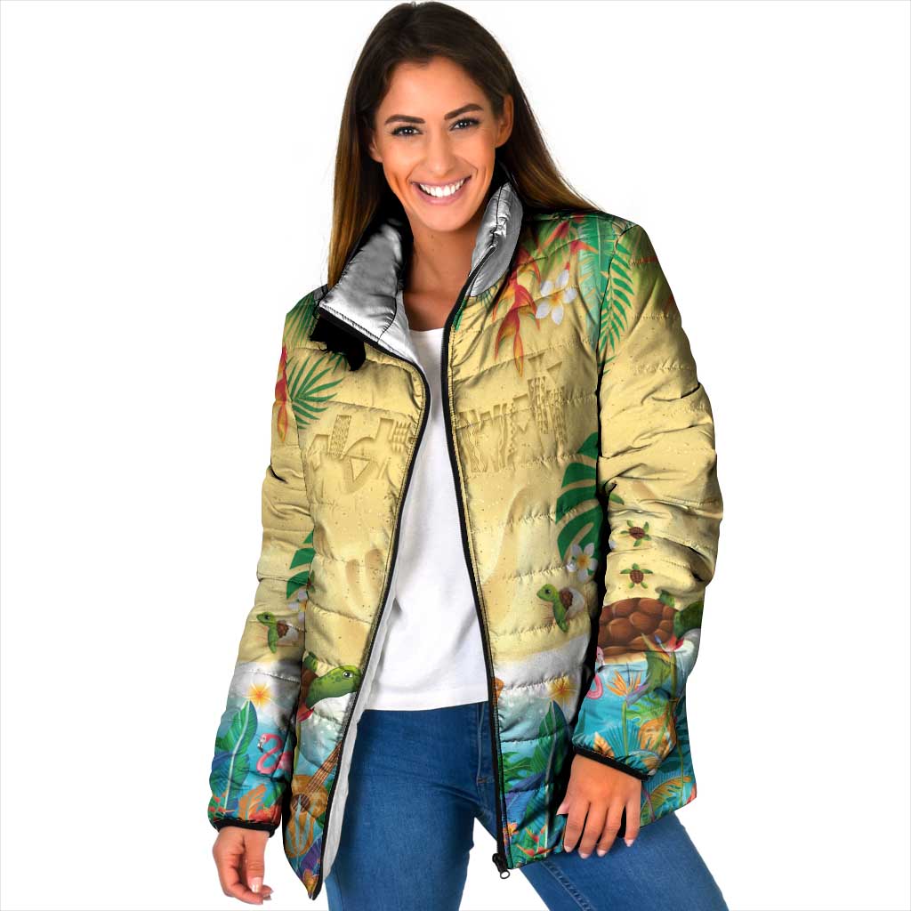 Hawaiian Alohawaii Padded Jacket Tropical Plants and Animals on The Beach LT03 Women Multicolor - Polynesian Pride