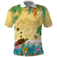 Hawaiian Alohawaii Polo Shirt Tropical Plants and Animals on The Beach - Polynesian Pride