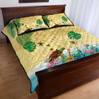 Hawaiian Alohawaii Quilt Bed Set Tropical Plants and Animals on The Beach - Polynesian Pride