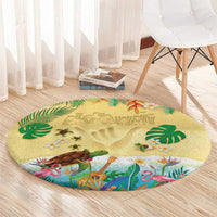 Hawaiian Alohawaii Round Carpet Tropical Plants and Animals on The Beach - Polynesian Pride