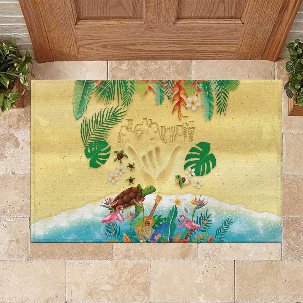 Hawaiian Alohawaii Rubber Doormat Tropical Plants and Animals on The Beach LT03 Multicolor - Polynesian Pride