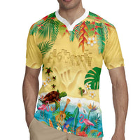 Hawaiian Alohawaii Rugby Jersey Tropical Plants and Animals on The Beach - Polynesian Pride