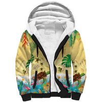 Hawaiian Alohawaii Sherpa Hoodie Tropical Plants and Animals on The Beach - Polynesian Pride