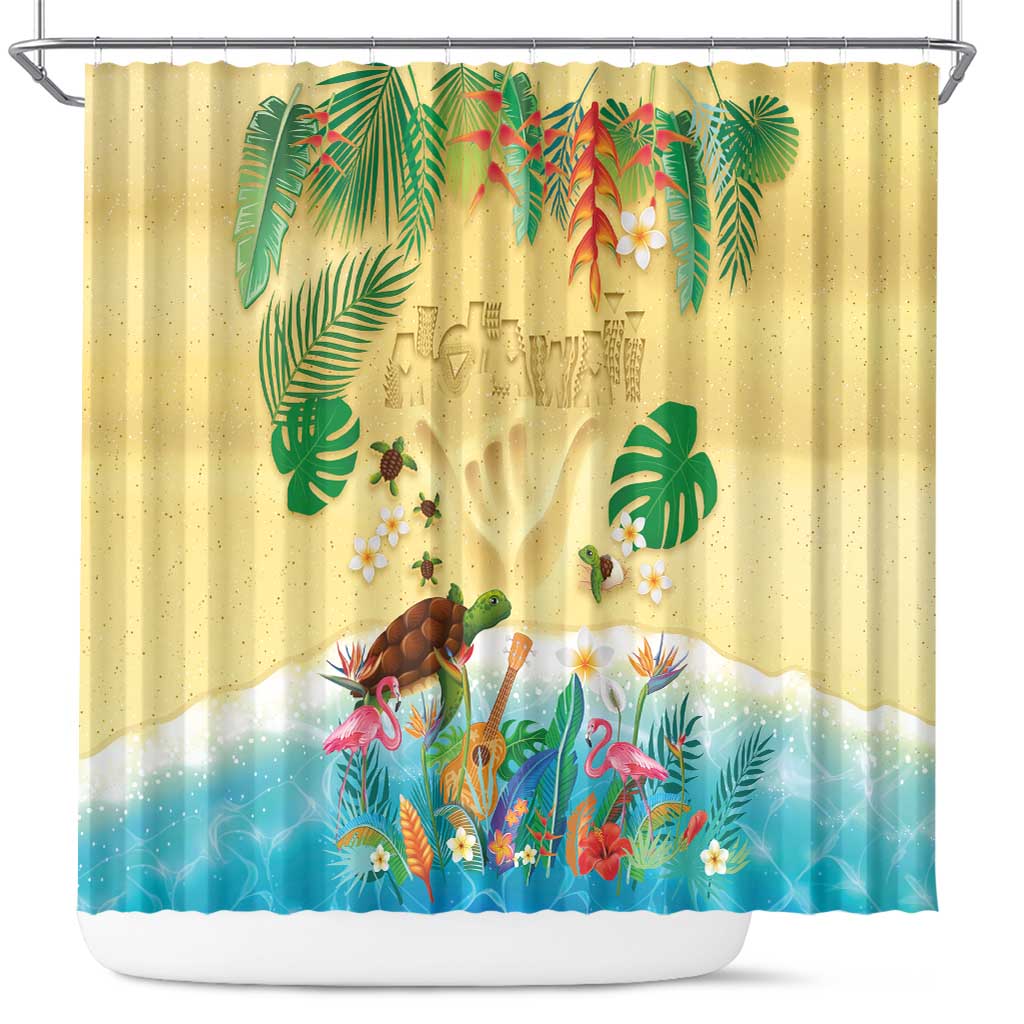 Hawaiian Alohawaii Shower Curtain Tropical Plants and Animals on The Beach - Polynesian Pride