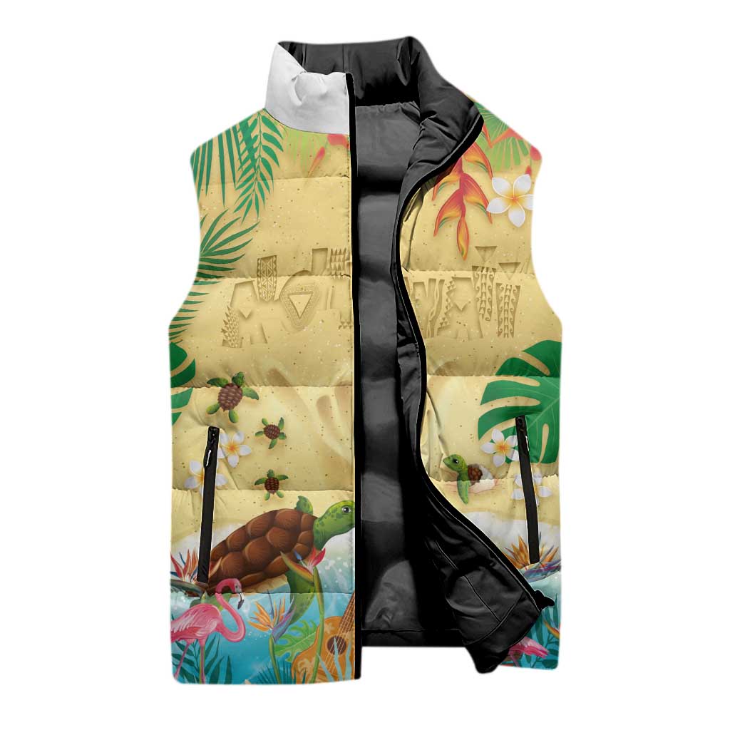 Hawaiian Alohawaii Sleeveless Puffer Jacket Tropical Plants and Animals on The Beach LT03 - Polynesian Pride