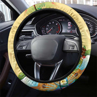 Hawaiian Alohawaii Steering Wheel Cover Tropical Plants and Animals on The Beach - Polynesian Pride