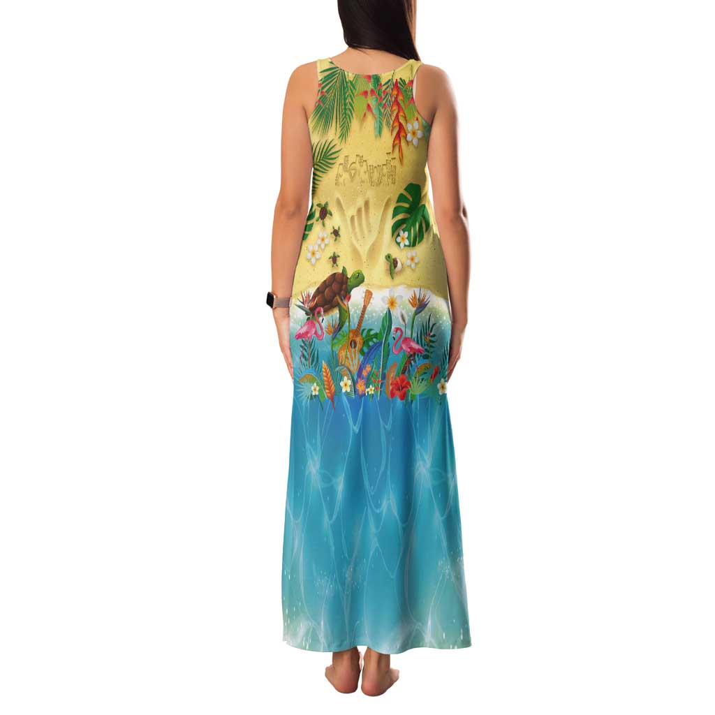 Hawaiian Alohawaii Tank Maxi Dress Tropical Plants and Animals on The Beach - Polynesian Pride
