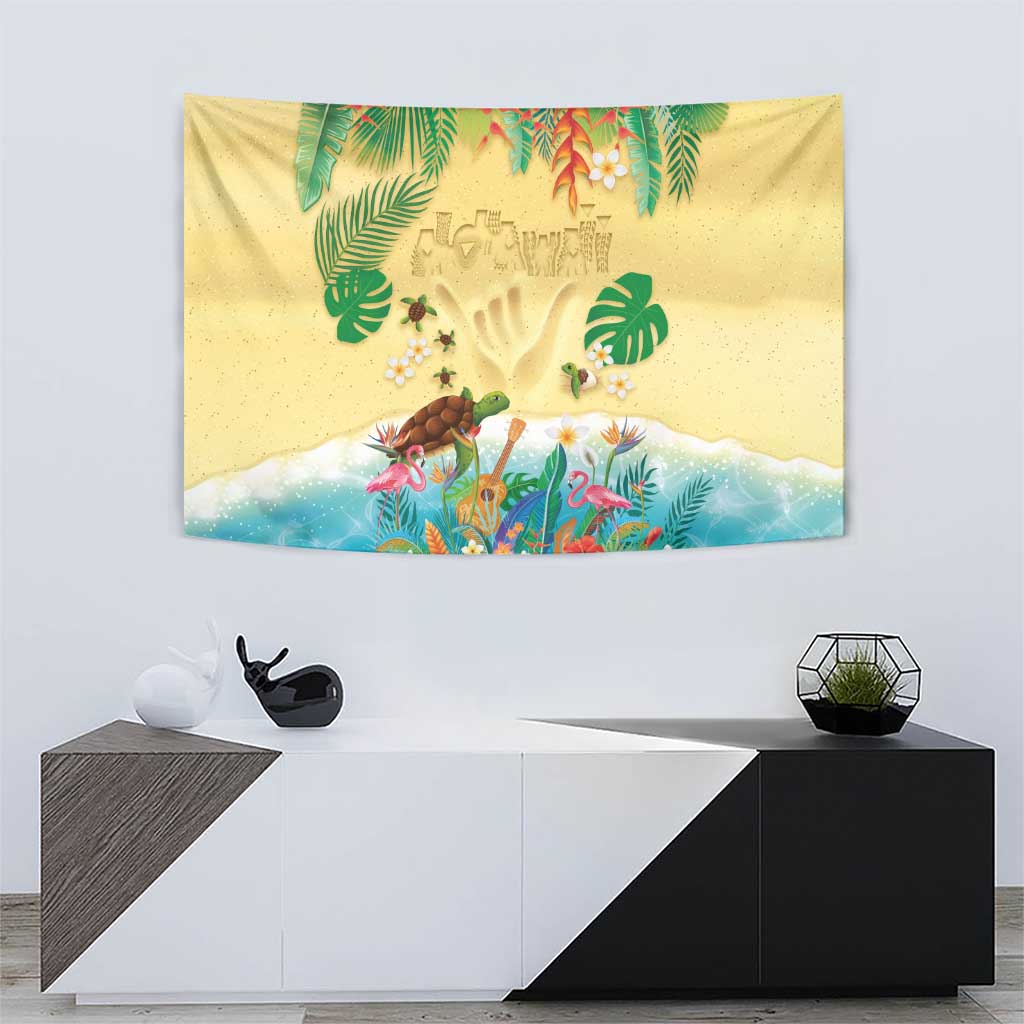 Hawaiian Alohawaii Tapestry Tropical Plants and Animals on The Beach - Polynesian Pride