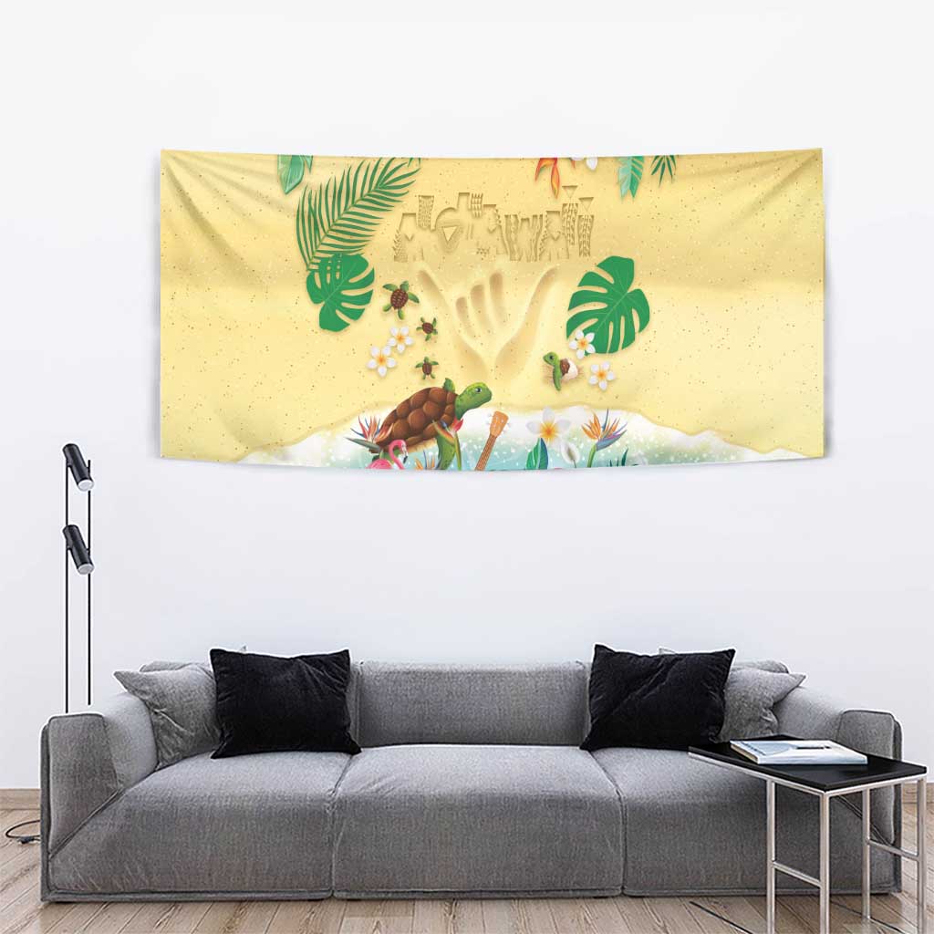 Hawaiian Alohawaii Tapestry Tropical Plants and Animals on The Beach - Polynesian Pride