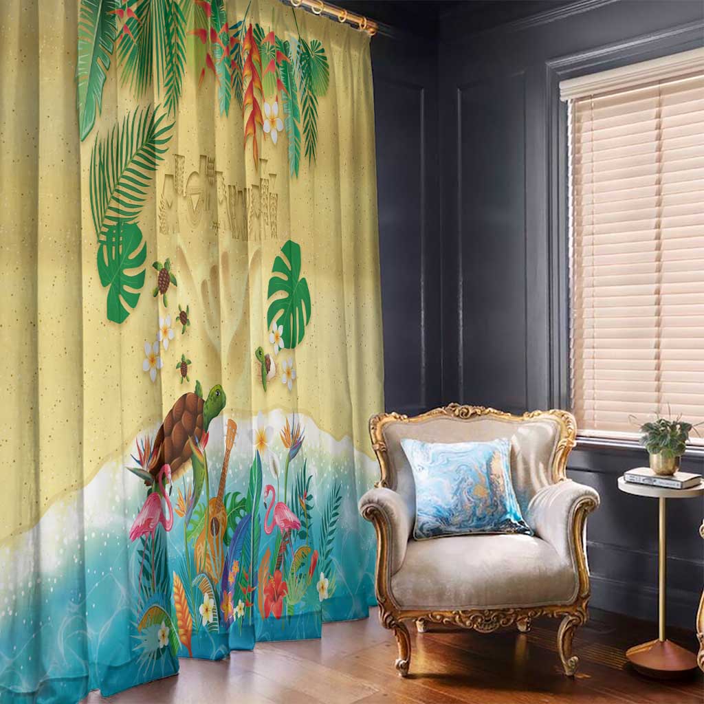 Hawaiian Alohawaii Window Curtain Tropical Plants and Animals on The Beach - Polynesian Pride