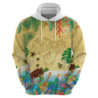 Hawaiian Alohawaii Zip Hoodie Tropical Plants and Animals on The Beach LT03 - Polynesian Pride