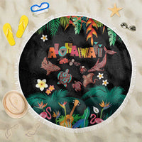 Hawaiian Alohawaii Beach Blanket Tribal Sea Animals Tattoo and Tropical Plants - Polynesian Pride