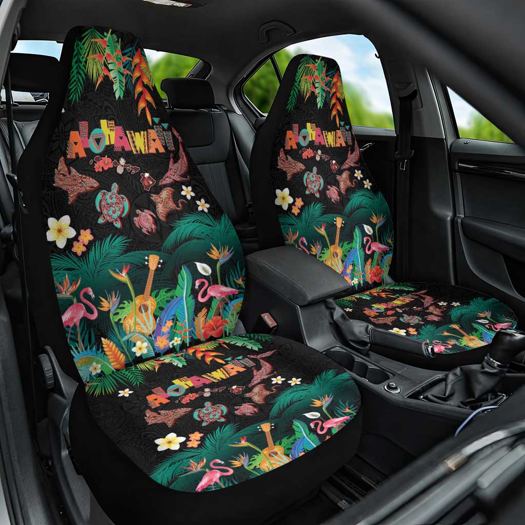 Hawaiian Alohawaii Car Seat Cover Tribal Sea Animals Tattoo and Tropical Plants - Polynesian Pride