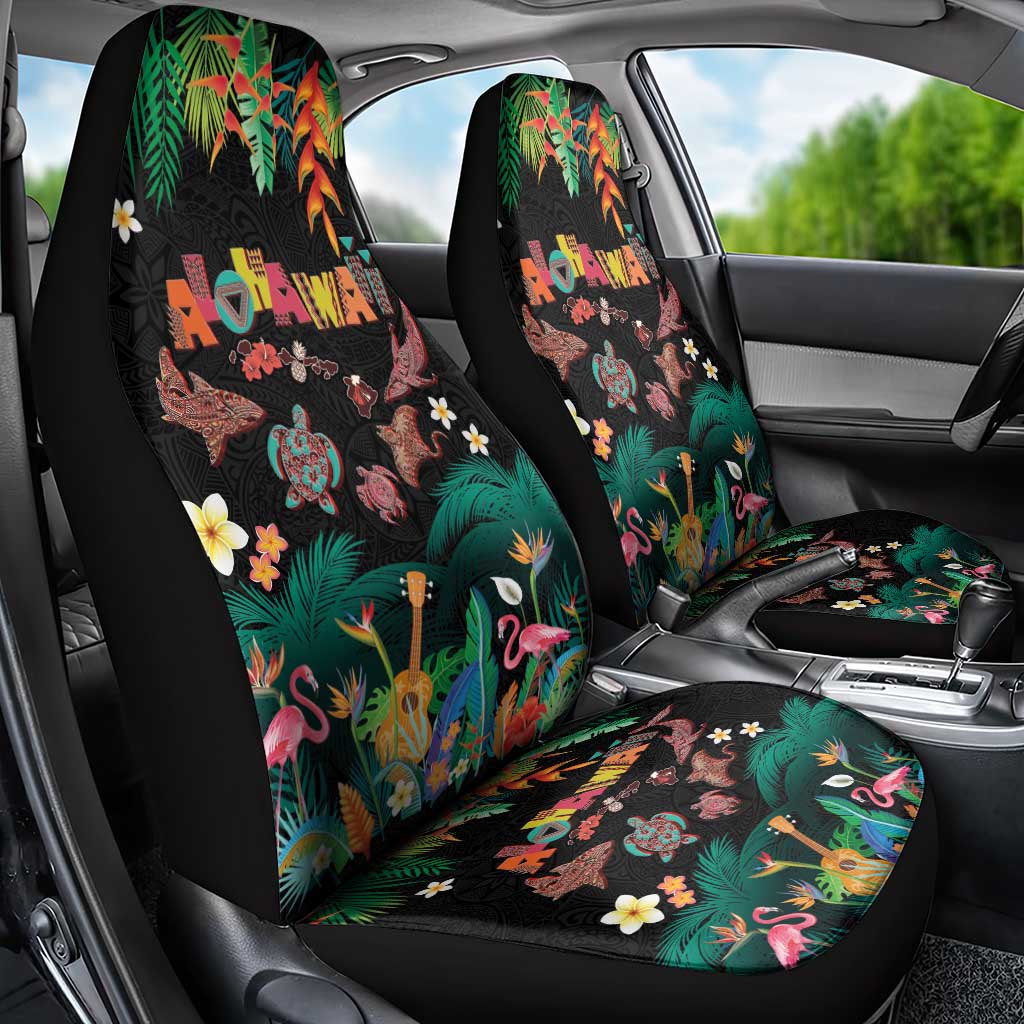 Hawaiian Alohawaii Car Seat Cover Tribal Sea Animals Tattoo and Tropical Plants - Polynesian Pride