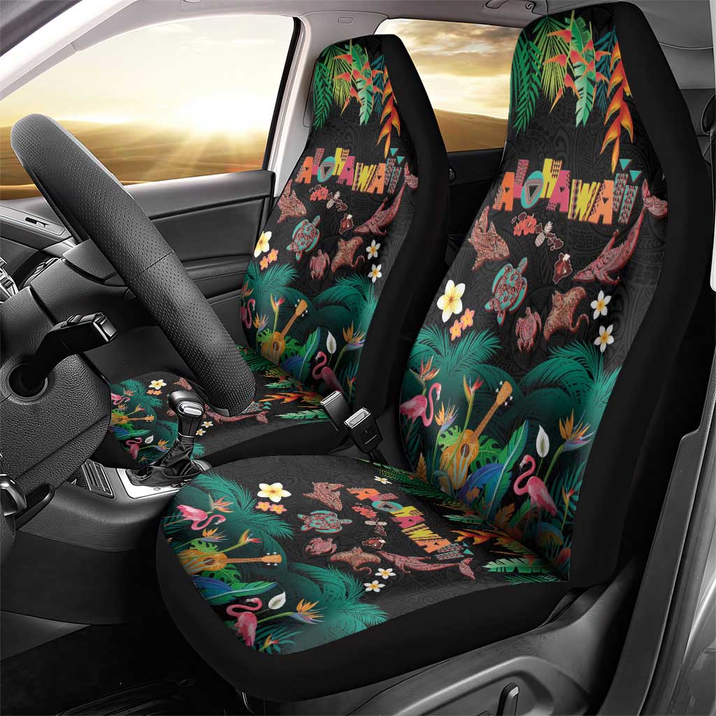 Hawaiian Alohawaii Car Seat Cover Tribal Sea Animals Tattoo and Tropical Plants - Polynesian Pride