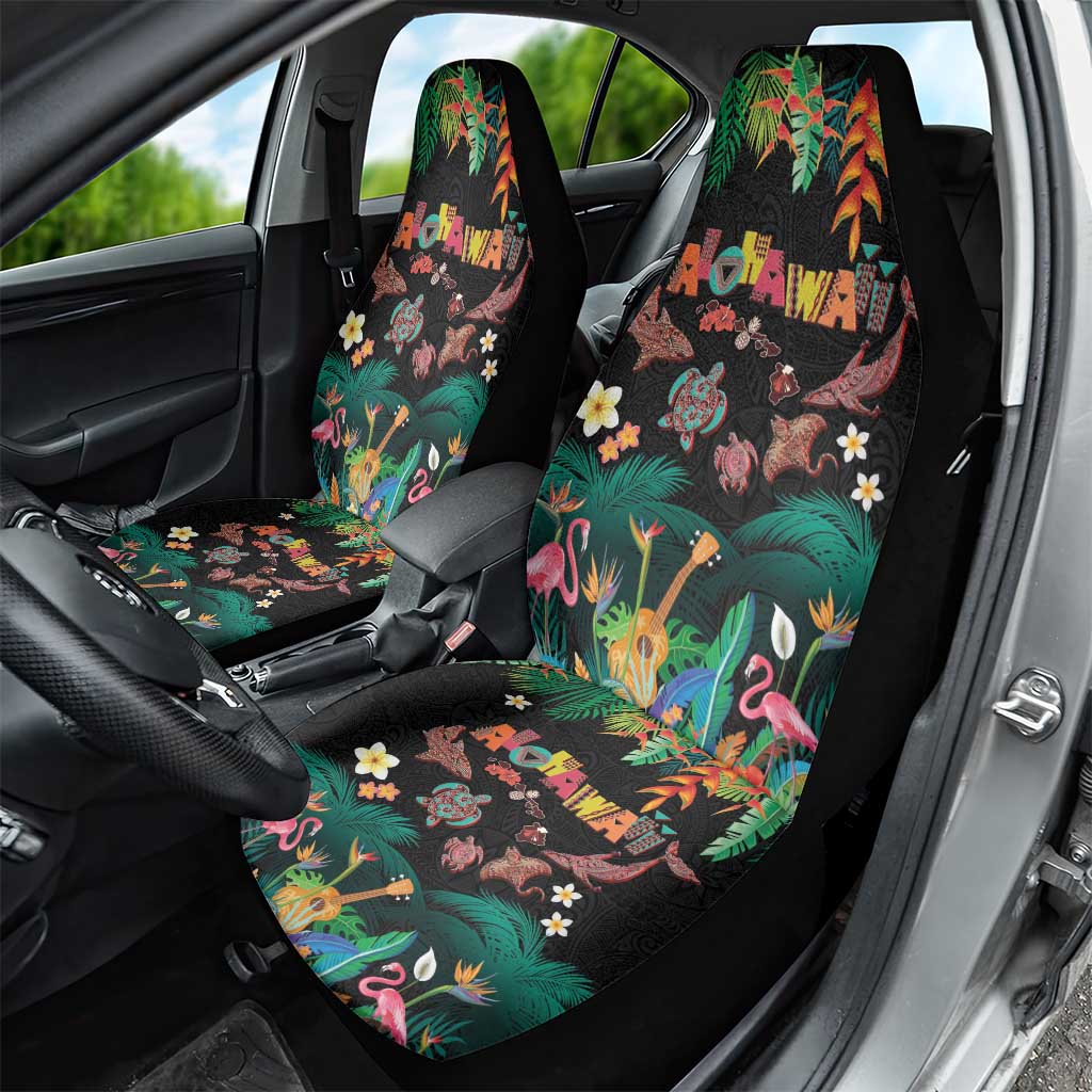 Hawaiian Alohawaii Car Seat Cover Tribal Sea Animals Tattoo and Tropical Plants - Polynesian Pride