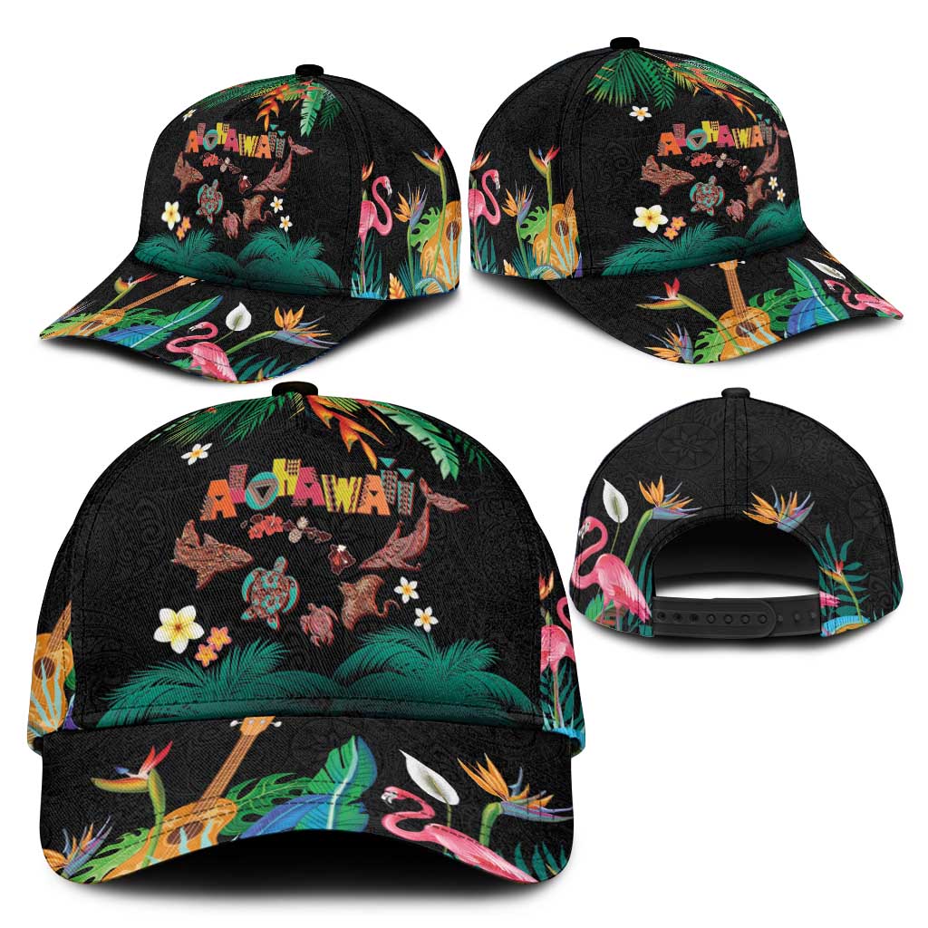 Hawaiian Alohawaii Classic Cap Tribal Sea Animals Tattoo and Tropical Plants LT03 - Polynesian Pride