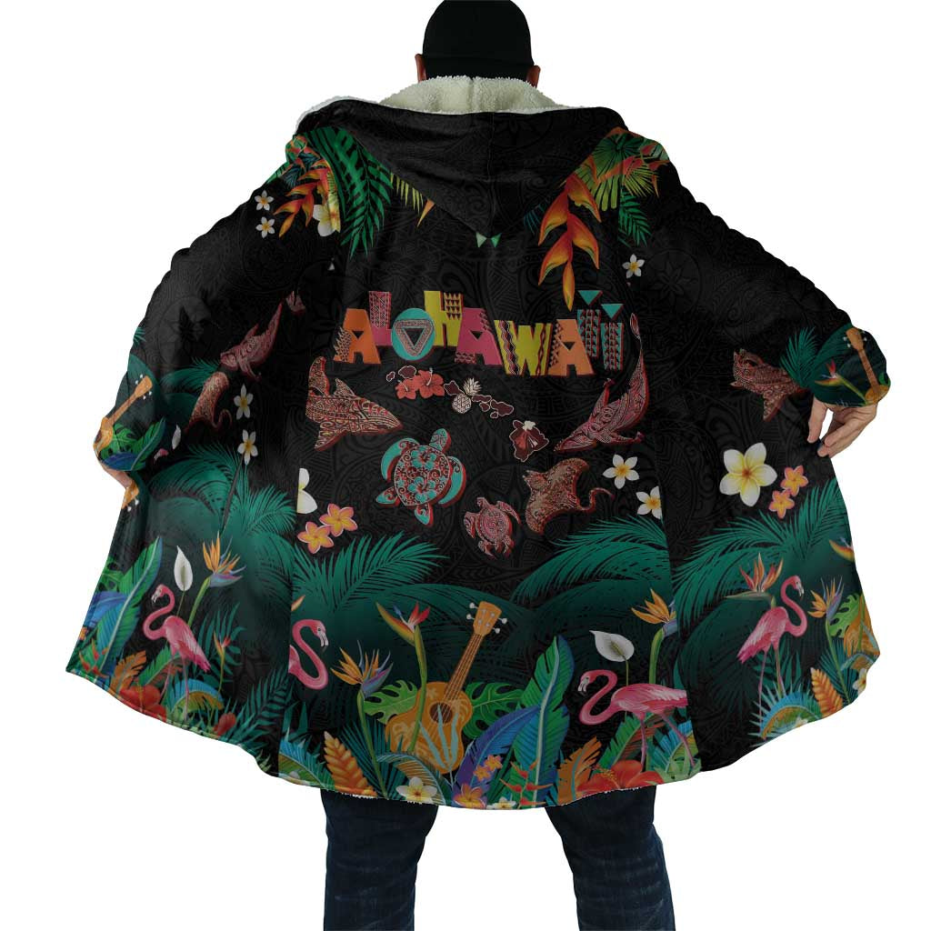 Hawaiian Alohawaii Cloak Tribal Sea Animals Tattoo and Tropical Plants LT03 - Polynesian Pride