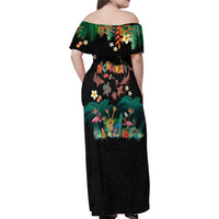 Hawaiian Alohawaii Family Matching Off Shoulder Maxi Dress and Hawaiian Shirt Tribal Sea Animals Tattoo and Tropical Plants - Polynesian Pride