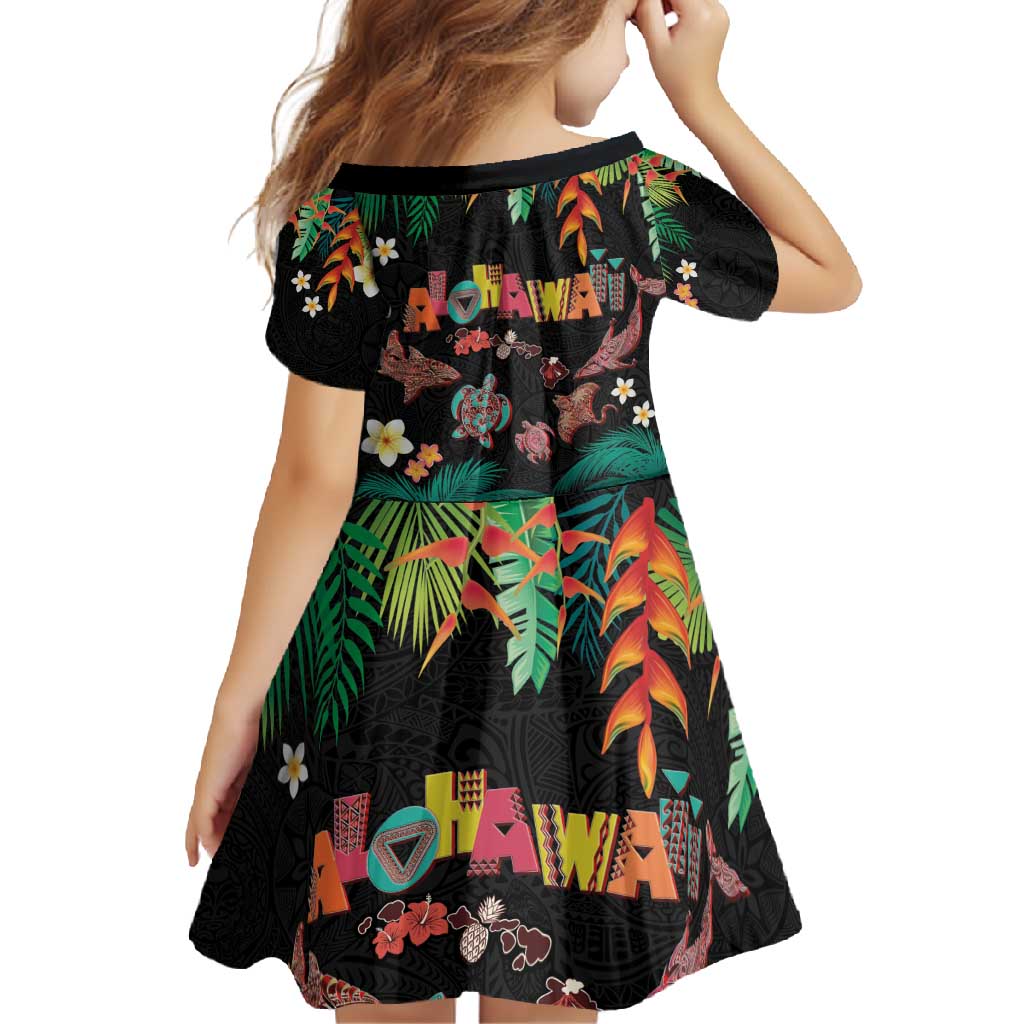 Hawaiian Alohawaii Family Matching Tank Maxi Dress and Hawaiian Shirt Tribal Sea Animals Tattoo and Tropical Plants - Polynesian Pride