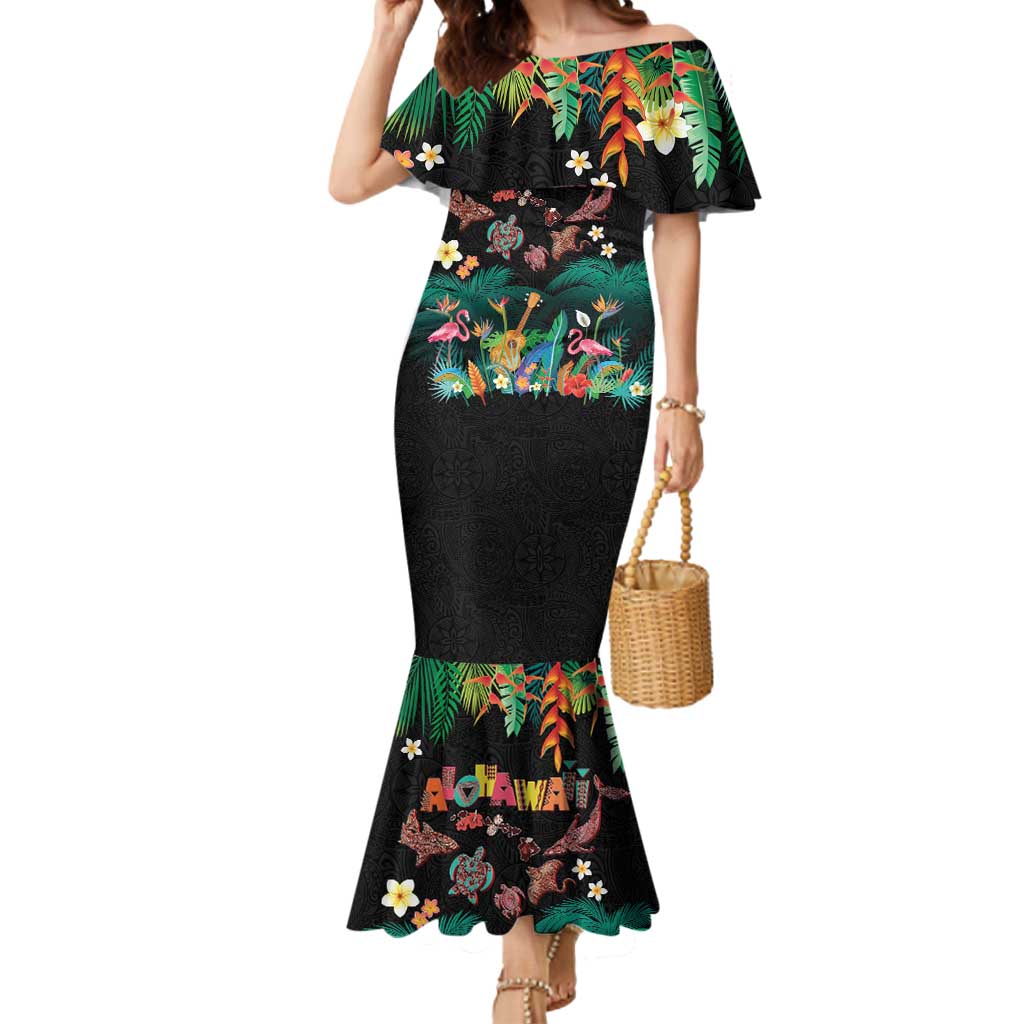 Hawaiian Alohawaii Mermaid Dress Tribal Sea Animals Tattoo and Tropical Plants - Polynesian Pride