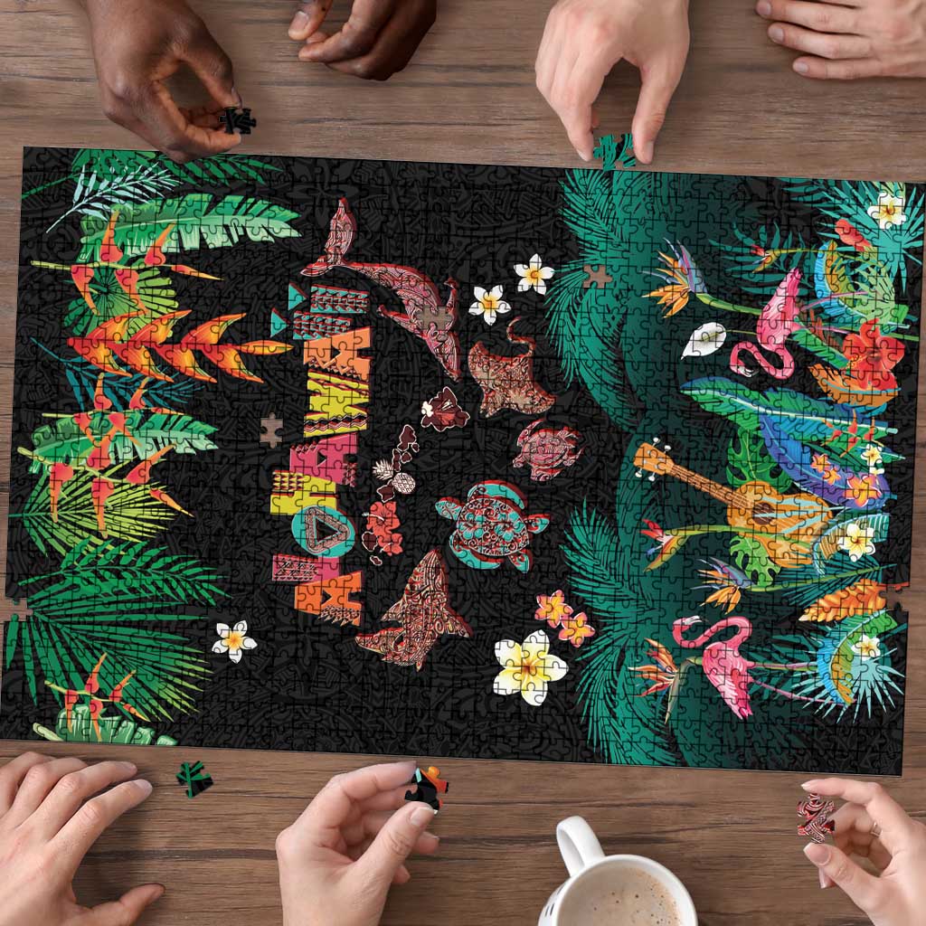 Hawaiian Alohawaii Puzzle Tribal Sea Animals Tattoo and Tropical Plants LT03 - Polynesian Pride