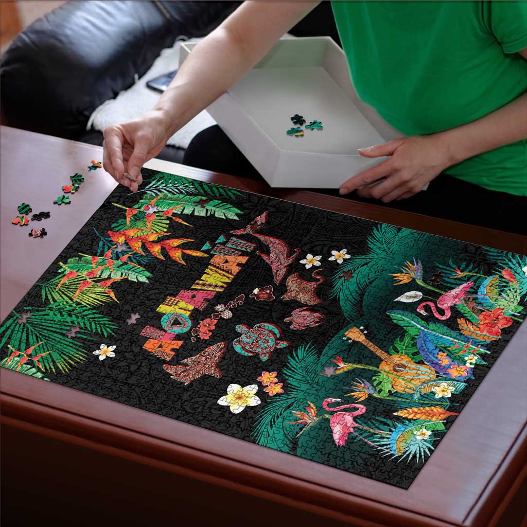 Hawaiian Alohawaii Puzzle Tribal Sea Animals Tattoo and Tropical Plants LT03 - Polynesian Pride