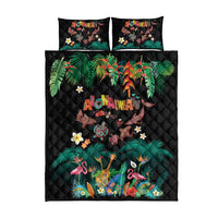 Hawaiian Alohawaii Quilt Bed Set Tribal Sea Animals Tattoo and Tropical Plants - Polynesian Pride
