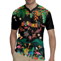 Hawaiian Alohawaii Rugby Jersey Tribal Sea Animals Tattoo and Tropical Plants - Polynesian Pride