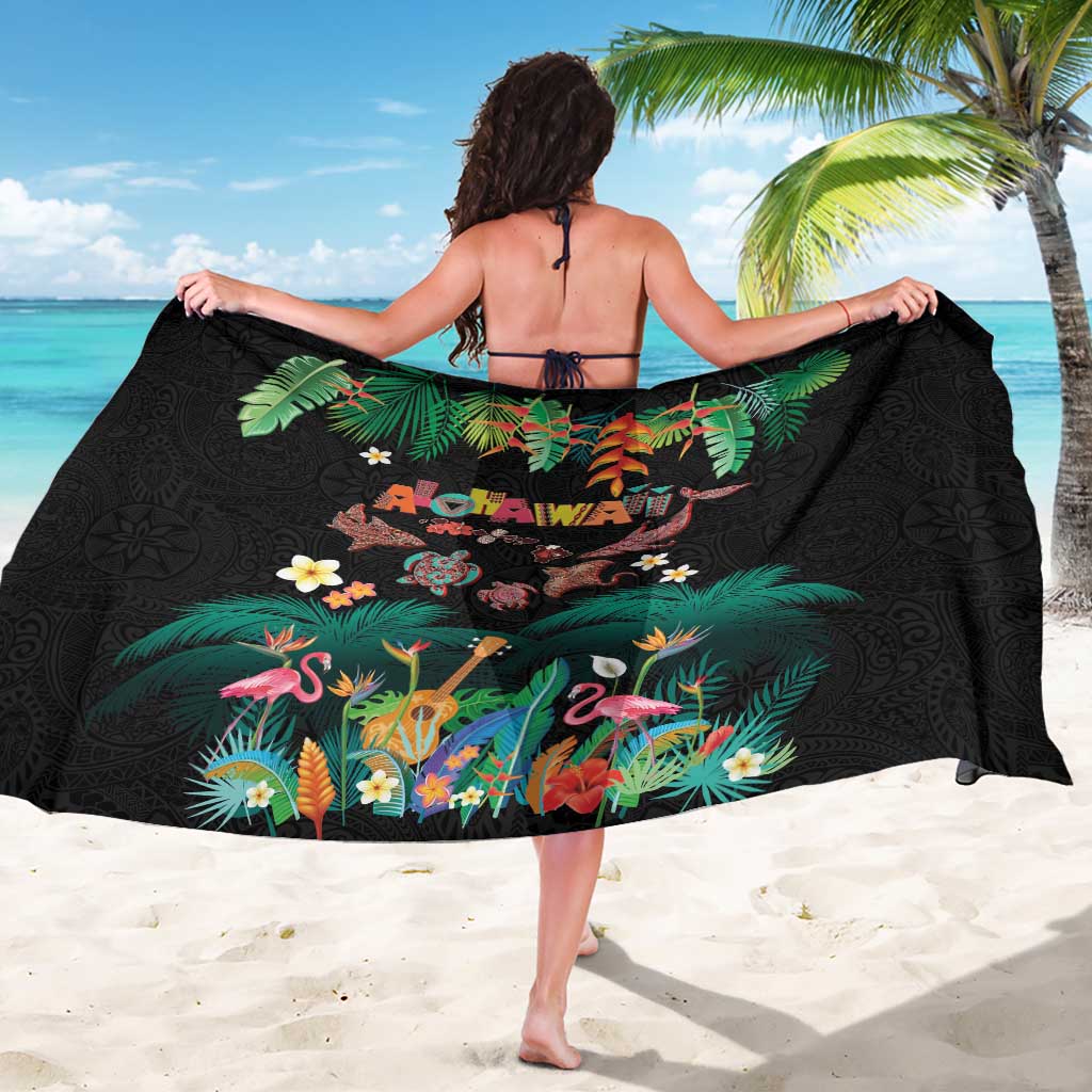 Hawaiian Alohawaii Sarong Tribal Sea Animals Tattoo and Tropical Plants - Polynesian Pride