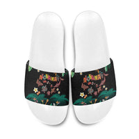 Hawaiian Alohawaii Slide Sandals Tribal Sea Animals Tattoo and Tropical Plants - Polynesian Pride