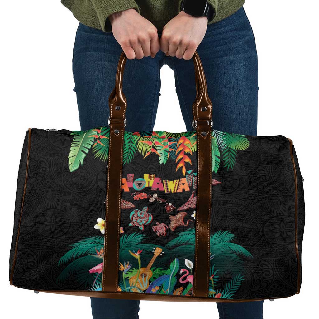 Hawaiian Alohawaii Travel Bag Tribal Sea Animals Tattoo and Tropical Plants - Polynesian Pride