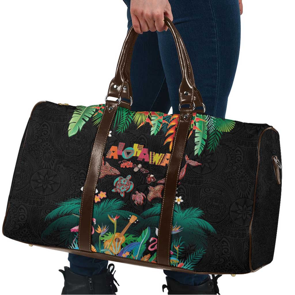 Hawaiian Alohawaii Travel Bag Tribal Sea Animals Tattoo and Tropical Plants - Polynesian Pride