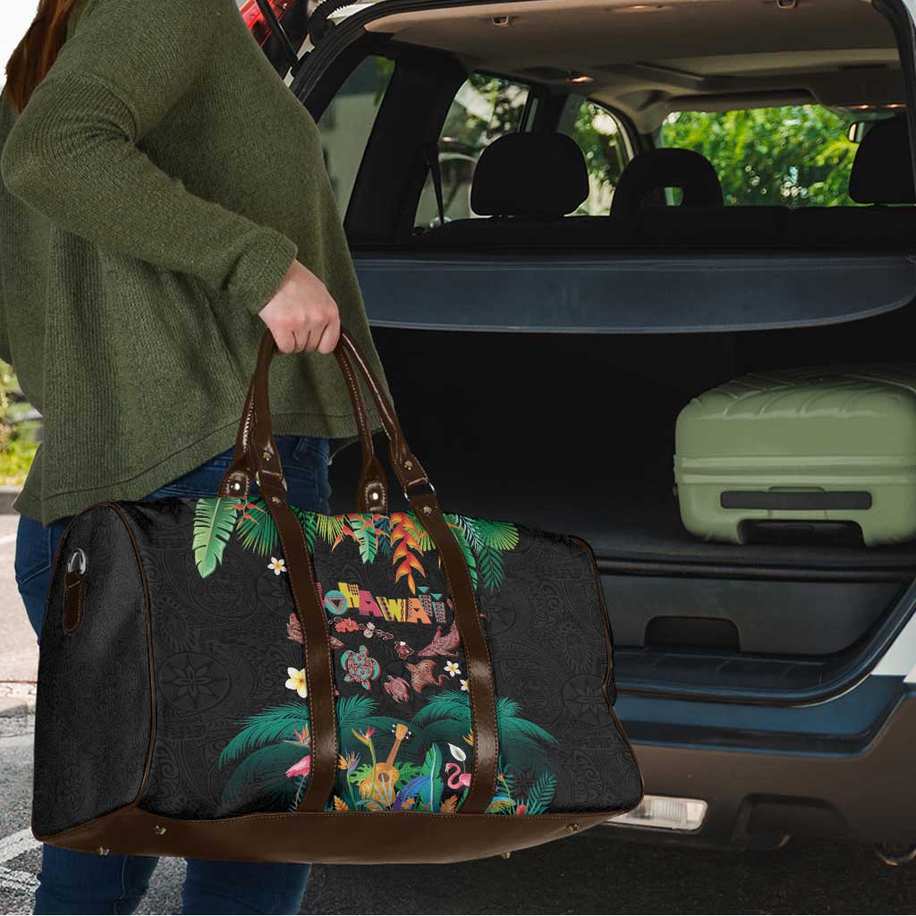 Hawaiian Alohawaii Travel Bag Tribal Sea Animals Tattoo and Tropical Plants - Polynesian Pride