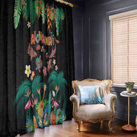 Hawaiian Alohawaii Window Curtain Tribal Sea Animals Tattoo and Tropical Plants - Polynesian Pride