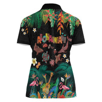 Hawaiian Alohawaii Women Polo Shirt Tribal Sea Animals Tattoo and Tropical Plants - Polynesian Pride