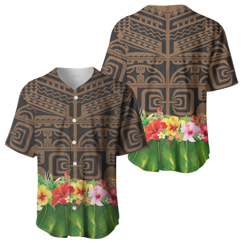 Hawaiian Hula Costume Baseball Jersey Tribal Tattoo and Tropical Plants Skirt LT03 - Polynesian Pride