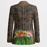 Hawaiian Hula Costume Blazer Tribal Tattoo and Tropical Plants Skirt - Polynesian Pride