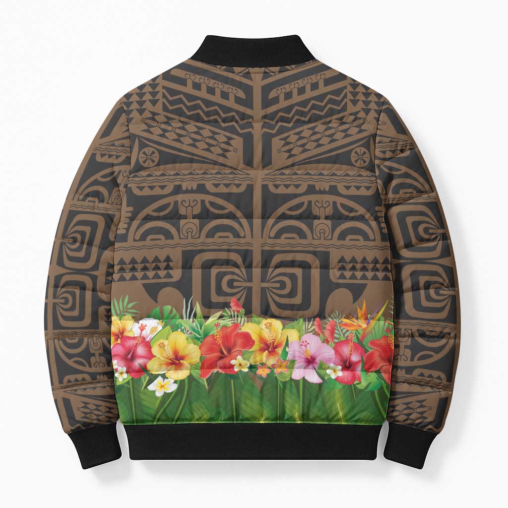 Hawaiian Hula Costume Bomber Puffer Jacket Tribal Tattoo and Tropical Plants Skirt LT03 - Polynesian Pride