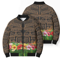 Hawaiian Hula Costume Bomber Puffer Jacket Tribal Tattoo and Tropical Plants Skirt LT03 - Polynesian Pride