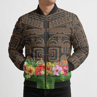 Hawaiian Hula Costume Bomber Puffer Jacket Tribal Tattoo and Tropical Plants Skirt LT03 - Polynesian Pride