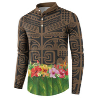Hawaiian Hula Costume Button Sweatshirt Tribal Tattoo and Tropical Plants Skirt LT03 - Polynesian Pride