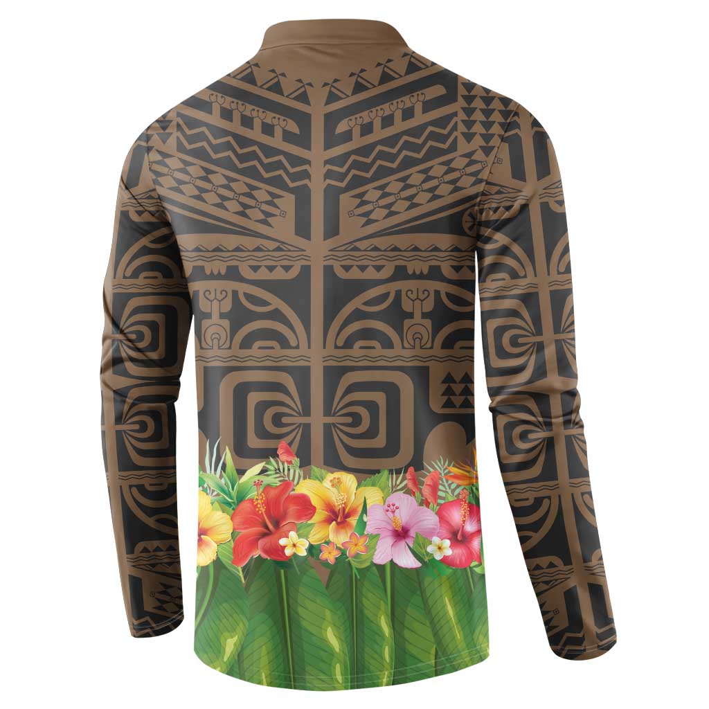 Hawaiian Hula Costume Button Sweatshirt Tribal Tattoo and Tropical Plants Skirt LT03 - Polynesian Pride