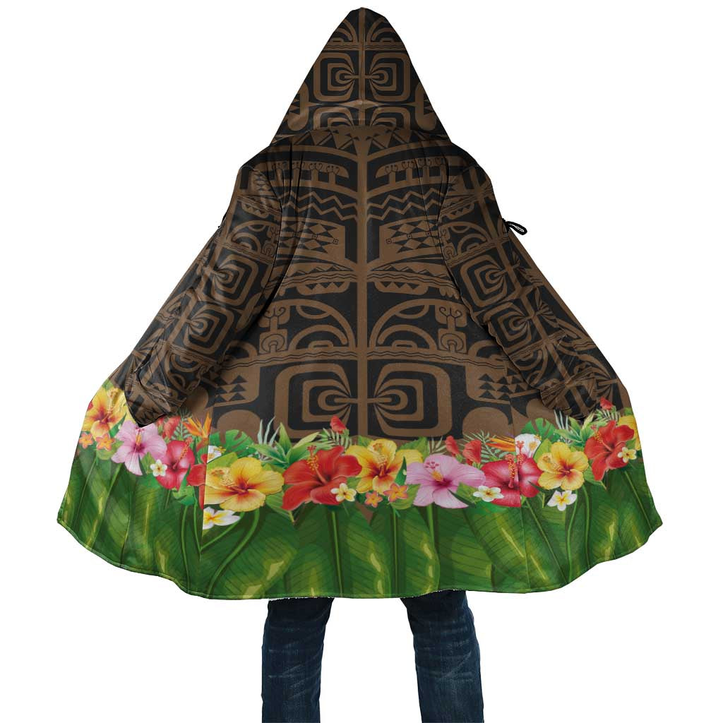 Hawaiian Hula Costume Cloak Tribal Tattoo and Tropical Plants Skirt LT03 Unisex Brown - Polynesian Pride