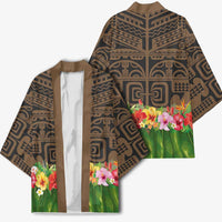 Hawaiian Hula Costume Kimono Tribal Tattoo and Tropical Plants Skirt - Polynesian Pride
