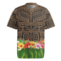 Hawaiian Hula Costume Rugby Jersey Tribal Tattoo and Tropical Plants Skirt - Polynesian Pride