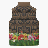 Hawaiian Hula Costume Sleeveless Puffer Jacket Tribal Tattoo and Tropical Plants Skirt LT03 - Polynesian Pride