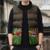 Hawaiian Hula Costume Sleeveless Puffer Jacket Tribal Tattoo and Tropical Plants Skirt LT03 - Polynesian Pride